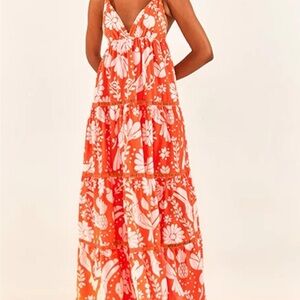 Farm Rio Neon Jungle V-Neck Maxi Dress